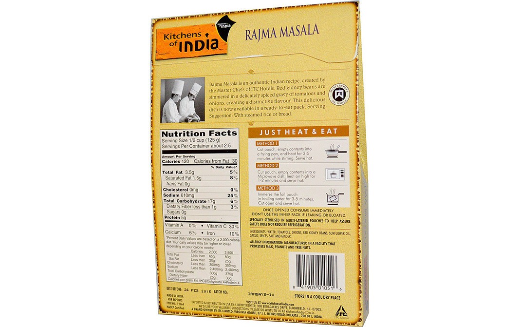 Kitchens Of India Red Kidney Beans Curry Rajma Masala   Box  285 grams